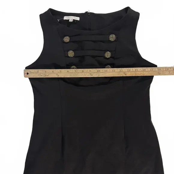 Anthropologie Corey Lynn Calter Black‎ Preppy Dress with Gold Buttons size 8 - Picture 5 of 8